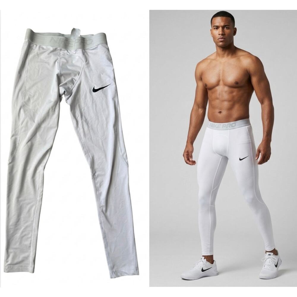 Nike Pro Dri-FIT White Training Leggings Base Layer Mens Large